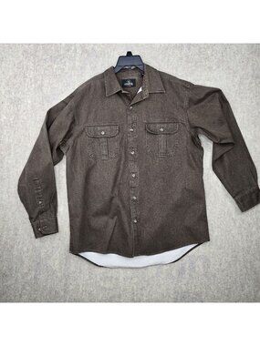 RedHead Mens Button-Up Shirt Brown Size Large 100% Cotton Casual Long Sleeve